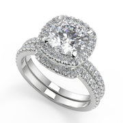 Carmen Micro Pave Halo Round Cut Diamond Engagement Ring - Nivetta
